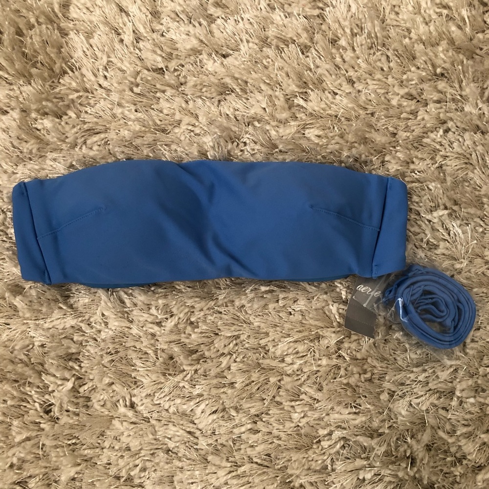 Blue Strapless Aerie Bandeau Bikini Top